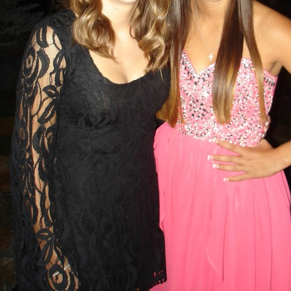 Urban Outfitters Staring at Stars Black Lace Long-Sleeve Skater Dress - Picture 5 of 7